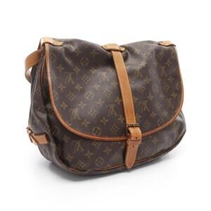Louis Vuitton Bag Canvas Leather Brown Monogram Saumur Shoulder